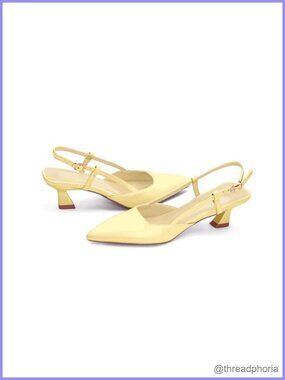 Slingback Pump Heels for Women 2 Inch Kitten Heel Faux Leather Pointed Toe